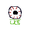 a pixel art drawing of an eyeball with the text 